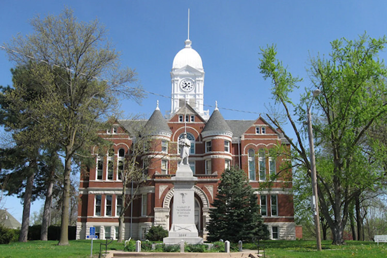 Historic Taylor County Courthouse in Texas with clock tower, representing property tax protest and appeal services by Tax Cutter
