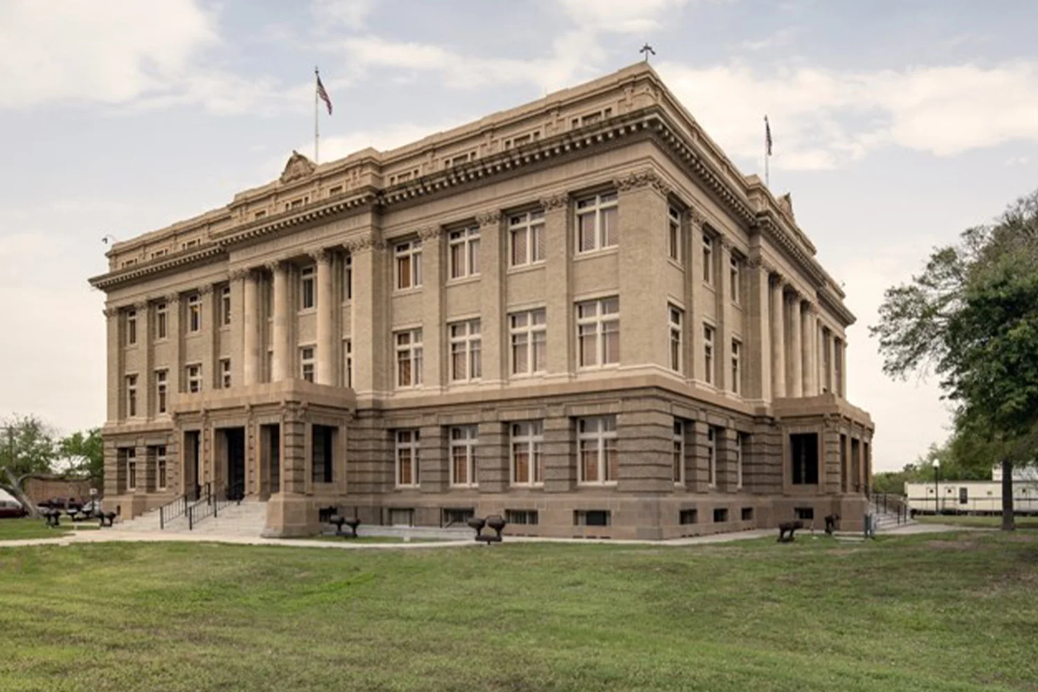 Cameron County Courthouse, a historic building, symbolizing the location for property tax disputes and appeals in Texas, with Tax Cutter offering expert tax protest services. 