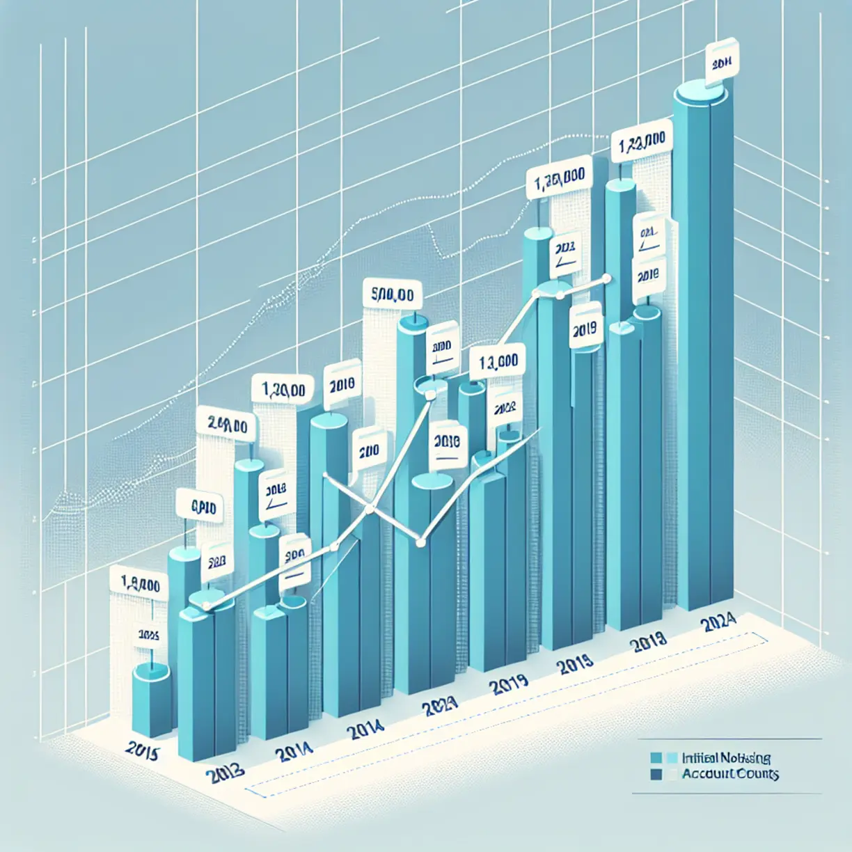 Parker County property tax initial noticing accounts bar chart 2015 to 2024