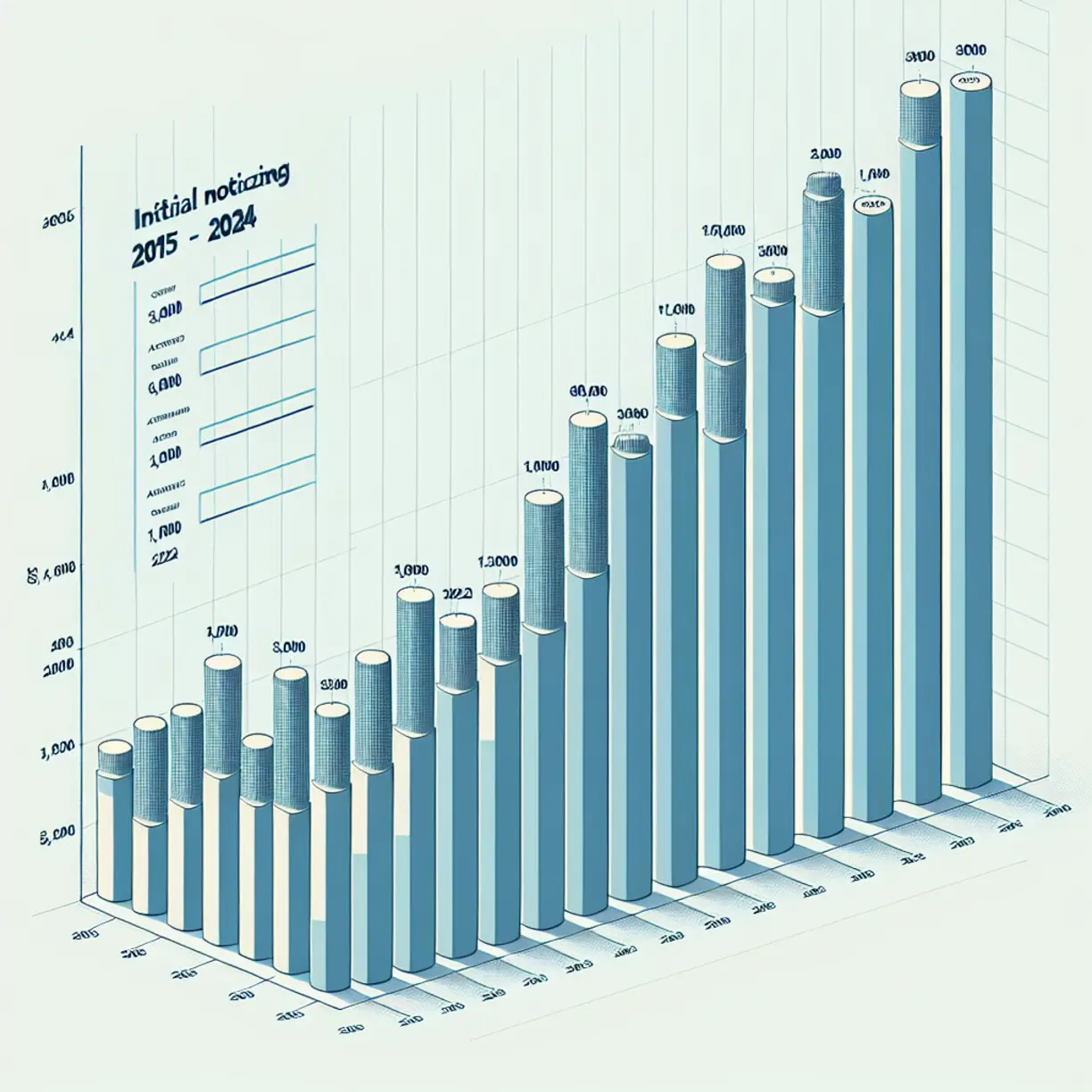 Burnet County property tax initial noticing accounts bar chart 2015 to 2024